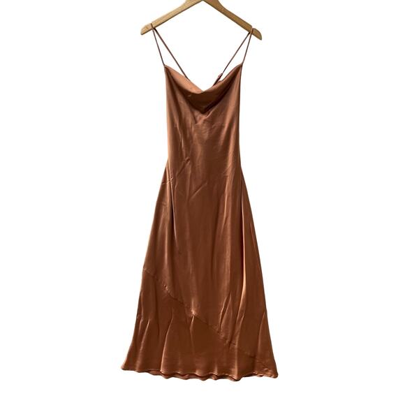 Show Me Your Mumu Tuscany Maxi Slip Dress  in Copper Luxe Satin, size S - Picture 1 of 12